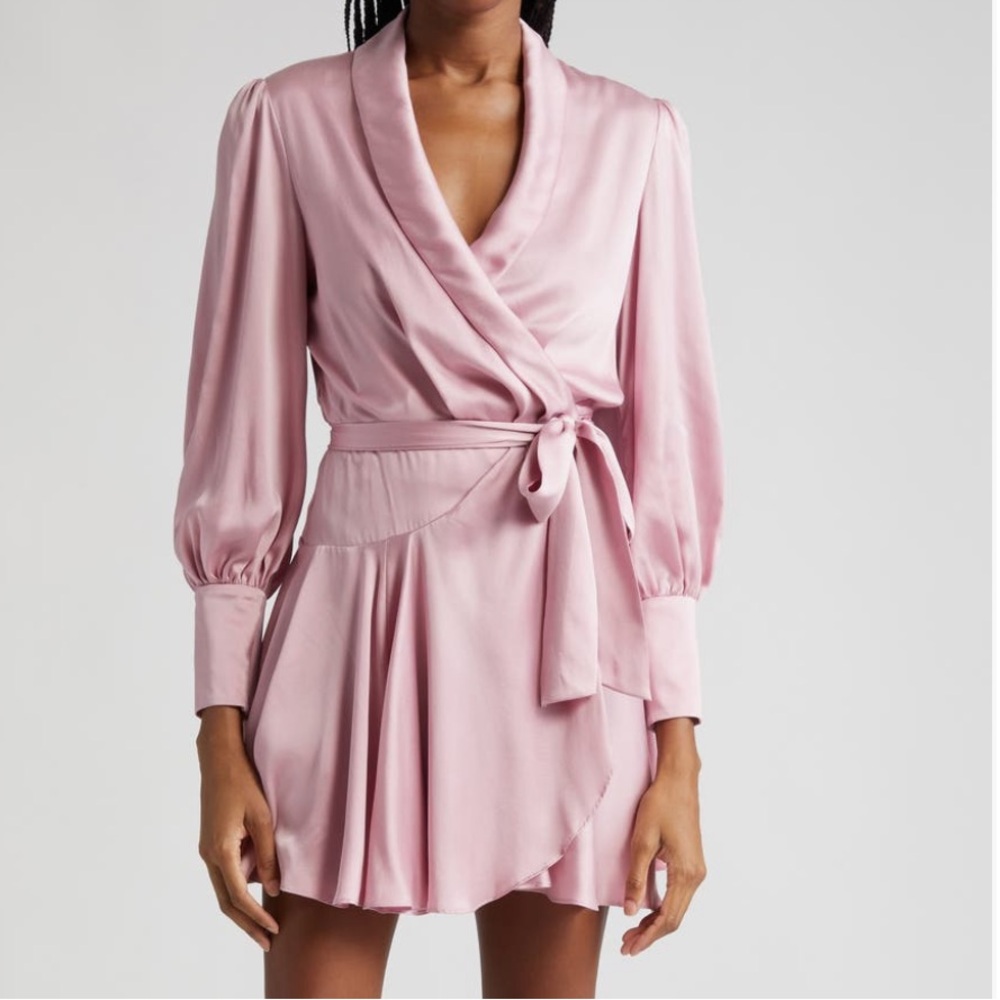 Zimmermann long sleeve mini wrap dress